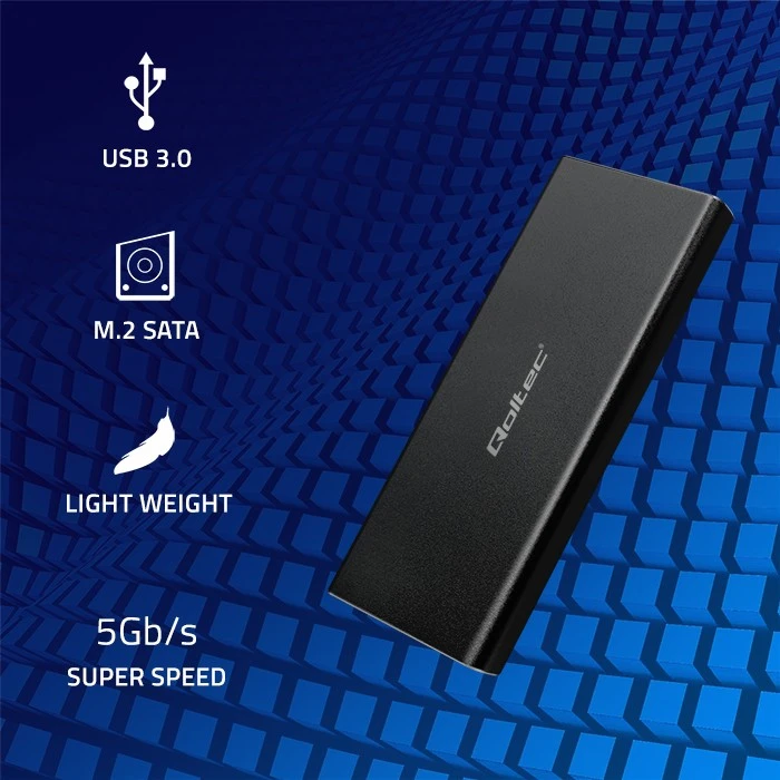 QOLTEC 51854 kietojo disko korpusas M.2 SATA SSD NGFF USB 3.0