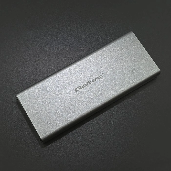 Qoltec 51833 Korpusas | M.2 SSD diskas | SATA | NGFF| USB 3.0 | Super greitis 5GB/s | 2TB | Sidabrinis