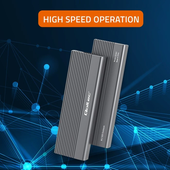 SSD Korpusas - Qoltec 52267 M.2 SATA USB-C 2TB Pilkas