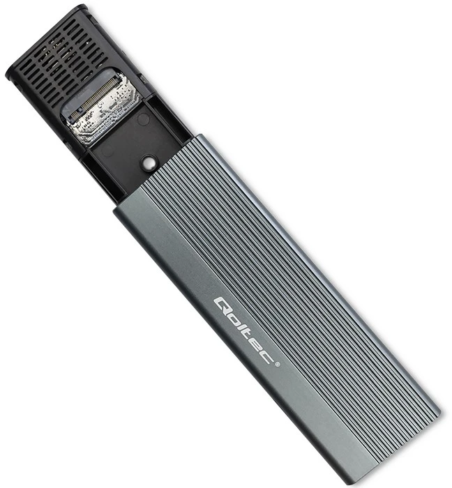 SSD Korpusas - Qoltec 52267 M.2 SATA USB-C 2TB Pilkas
