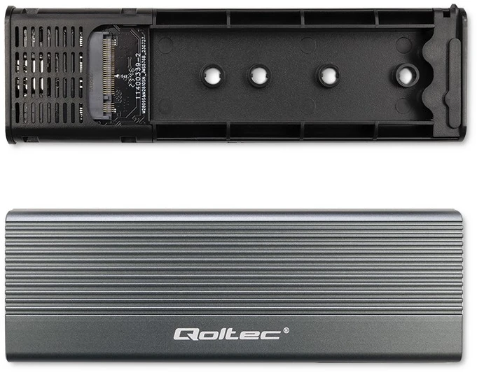 SSD Korpusas - Qoltec 52267 M.2 SATA USB-C 2TB Pilkas