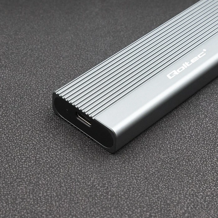 SSD Korpusas - Qoltec 52267 M.2 SATA USB-C 2TB Pilkas
