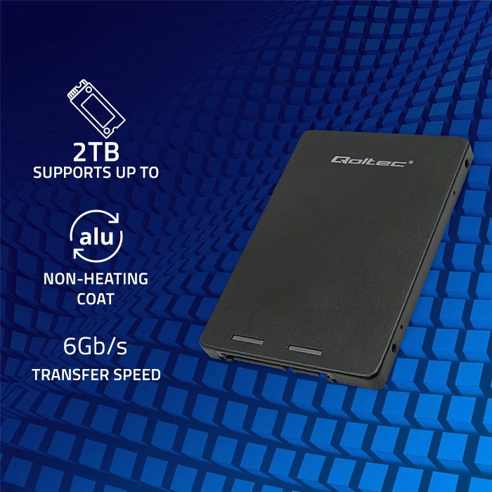 Qoltec Aliuminis adapteris M.2 SSD SATA NGFF į SATA III 2TB juodas