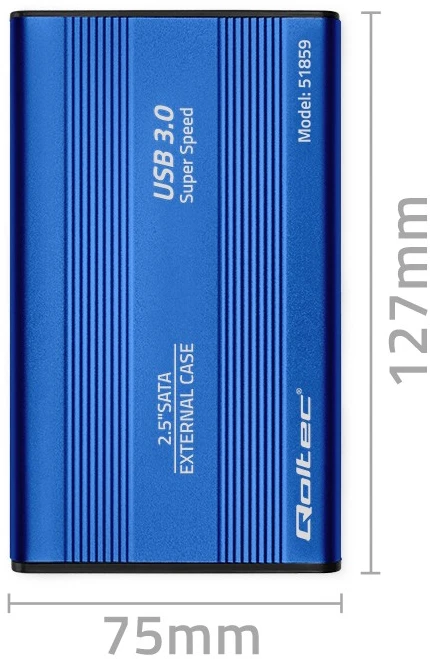 QOLTEC išorinio kietojo disko dėklas HDD/SSD 2.5" SATA3 USB 3.0 Mėlyna