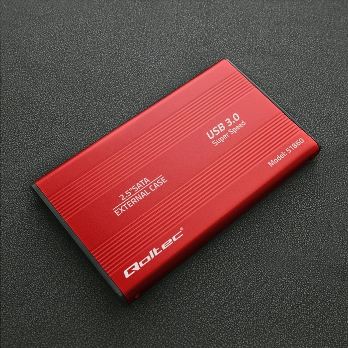 QOLTEC išorinio kietojo disko dėklas HDD/SSD 2.5" SATA3 USB 3.0 Raudona