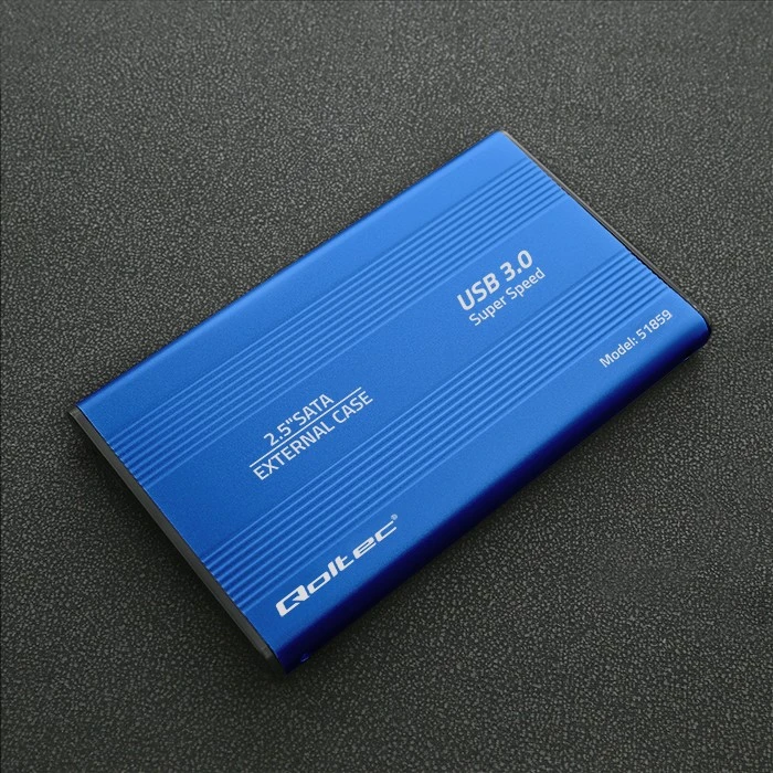 QOLTEC išorinio kietojo disko dėklas HDD/SSD 2.5" SATA3 USB 3.0 Mėlyna