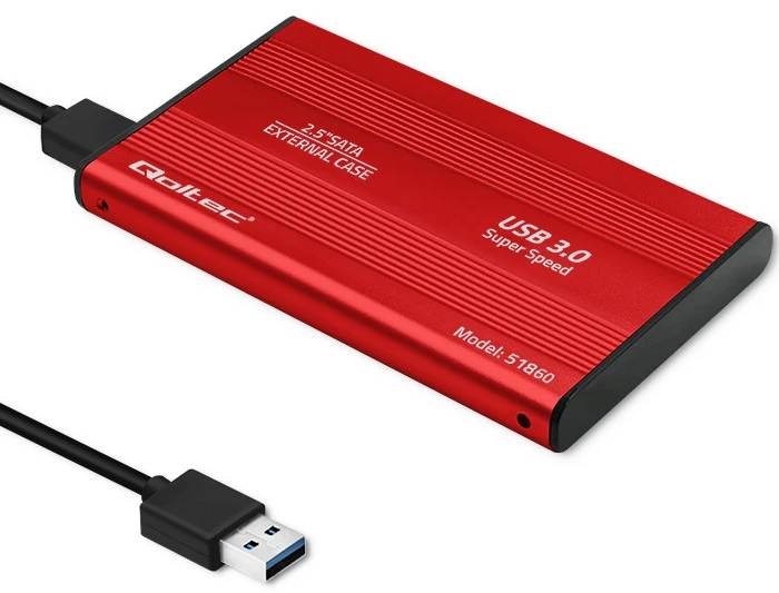 QOLTEC išorinio kietojo disko dėklas HDD/SSD 2.5" SATA3 USB 3.0 Raudona