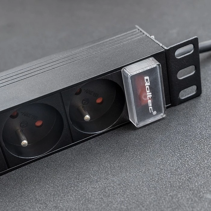 Qoltec Aliuminis maitinimo ilgintuvas RACK 10'' 1U 16A 4xFRENCH 1.8m
