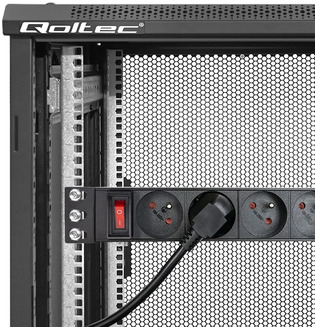 Qoltec Aliuminis maitinimo ilgintuvas RACK 10'' 1U 16A 4xFRENCH 1.8m