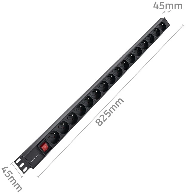 Aliumininis maitinimo juostelė pdu skirtas stovo 16a 16 x prancūzų vertikalus 18 m Qoltec