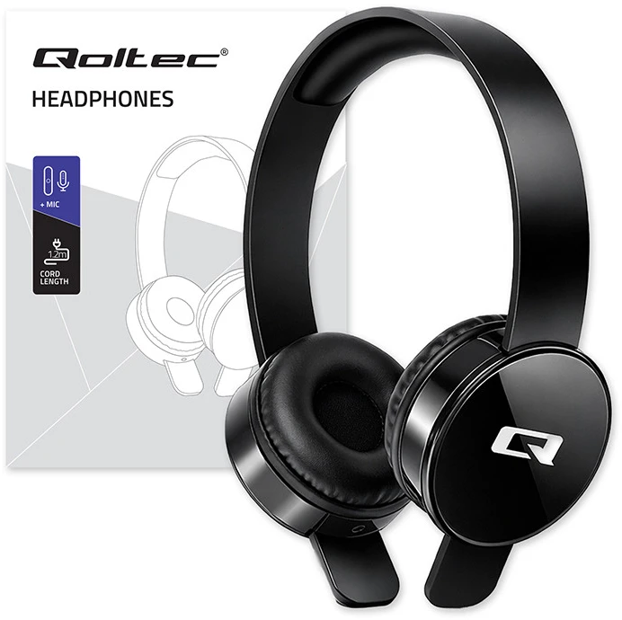 Qoltec 50817 Ausinės su mikrofonu | Juodos