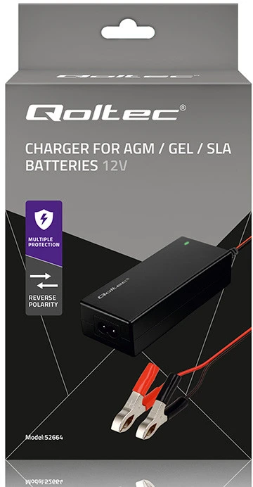 Qoltec Automatinis 12V 4A AGM GEL baterijų įkroviklis su LED ir 1.8m kabeliu
