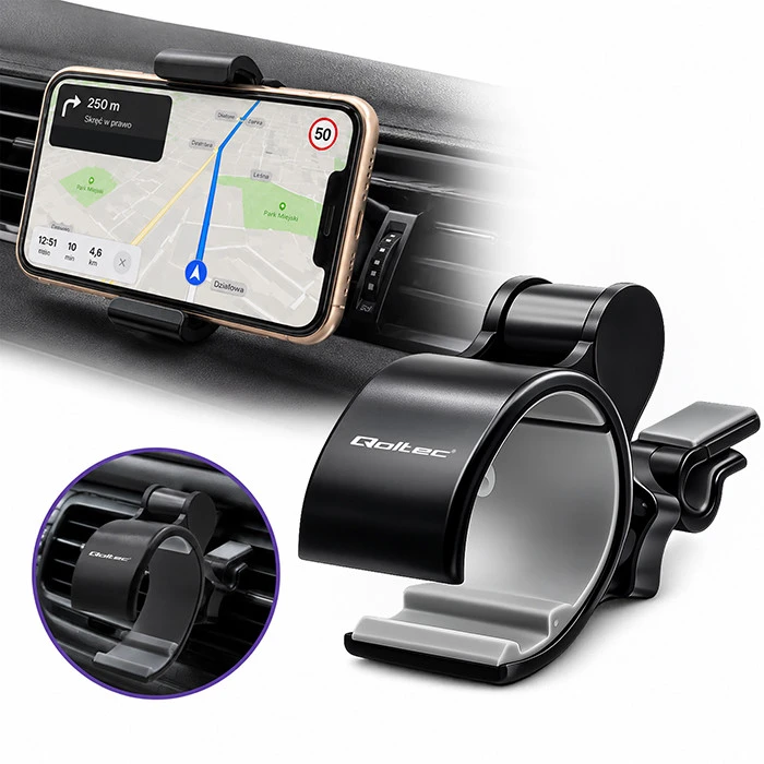 QOLTEC 51210 Universalus Reguliuojamas automobilinis laikiklis išmaniajam telefonui 1.4-6.4