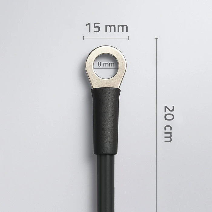 Akumuliatorius Qoltec baterijos kabelis su jungtimis 20 cm juodas