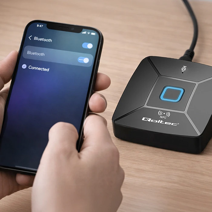 Qoltec Belaidė HiFi garso siųstuvas imtuvas Bluetooth 6.0 NFC