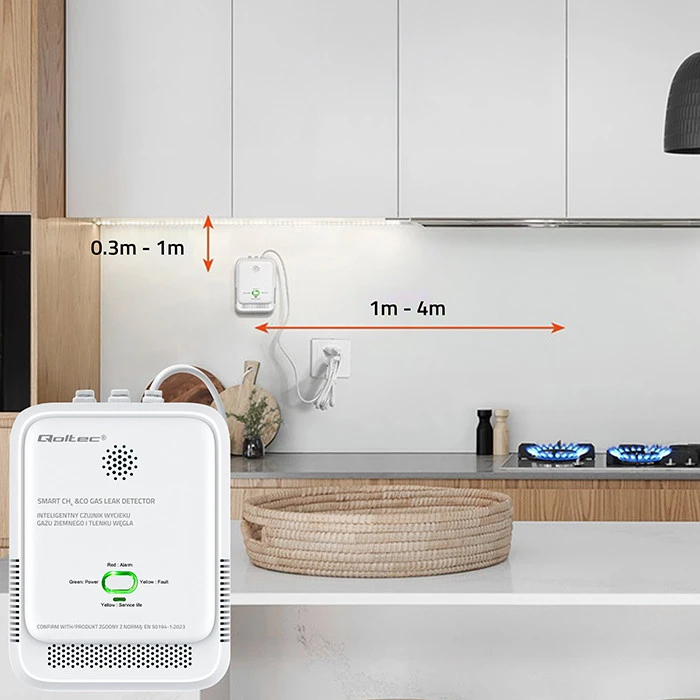 „Qoltec“ sertifikuotas gamtinių dujų ir anglies monoksido (CO) nuotėkio jutiklis | CH4 CO detektorius | 5 metų jutiklio tarnavimo laikas | 85 dB signalizacija | LED