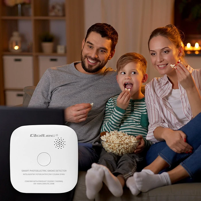 Qoltec Belaidis dūmų detektorius su baterija
