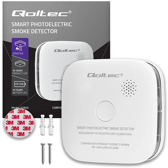 Qoltec Belaidis dūmų detektorius su baterija
