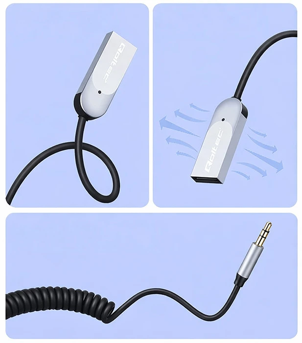 Qoltec Belaidis garso imtuvo adapteris Bluetooth 6.0 2xRCA AUX 3.5mm USB mikrofonas