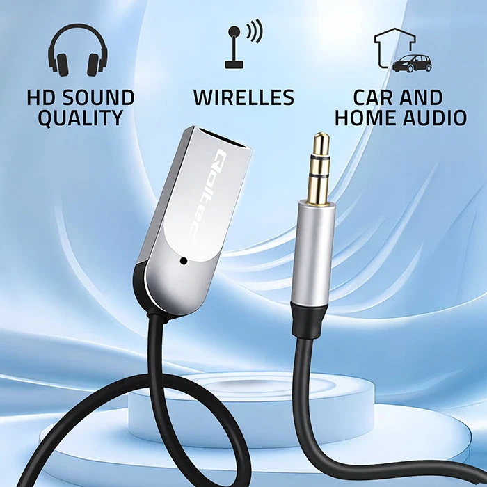 Qoltec Belaidis garso imtuvo adapteris Bluetooth 6.0 2xRCA AUX 3.5mm USB mikrofonas