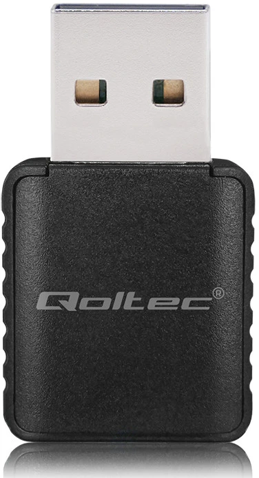 Qoltec 56988 Wireless Itin greitas DUAL mini WiFi adapteris 2 x 2dBi AC standartas | USB 3.0 | 1300 Mbps