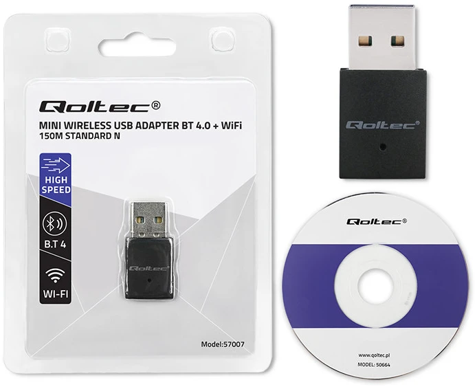 QOLTEC Wireless Mini Bluetooth USB WiFi adapteris