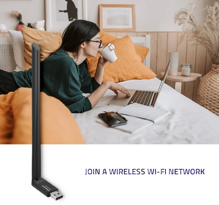 Qoltec belaidis adapteris Wi-Fi USB su antena, 57001