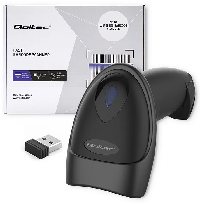 „Qoltec“ brūkšninių kodų ir QR kodų skaitytuvas | 1D 2D | USB | „Bluetooth“