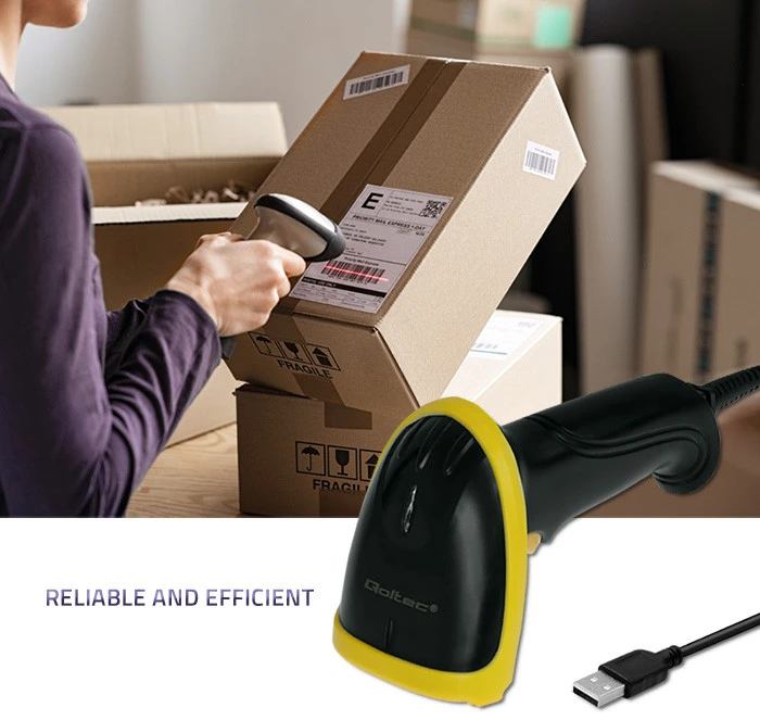 QOLTEC 50867 Barcode scanner 1D 2D USB Juodas