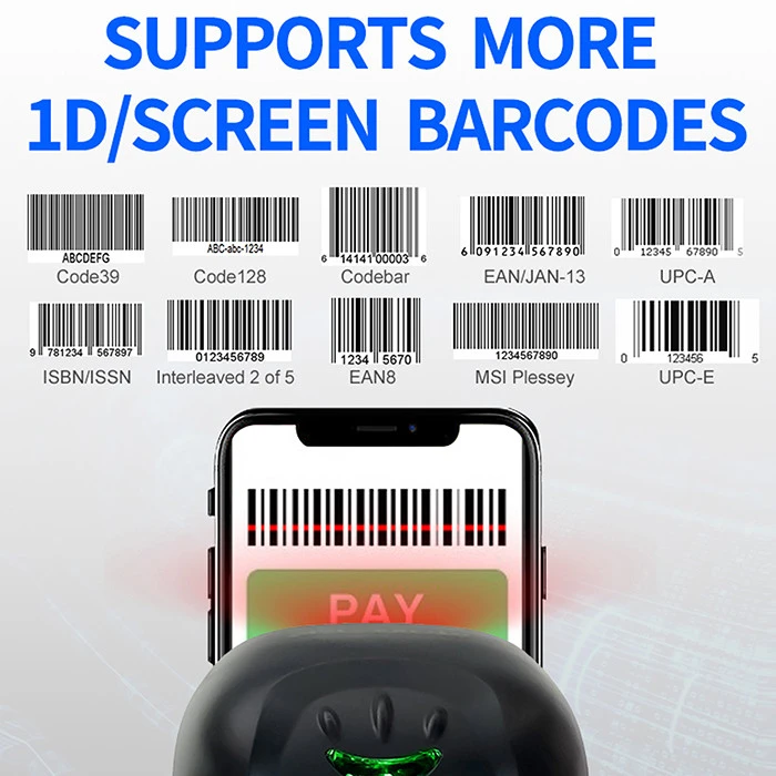 QOLTEC 50866 Barcode scanner 1D CCD USB Juodas