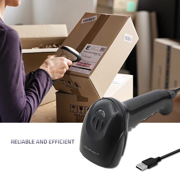 QOLTEC 50866 Barcode scanner 1D CCD USB Juodas