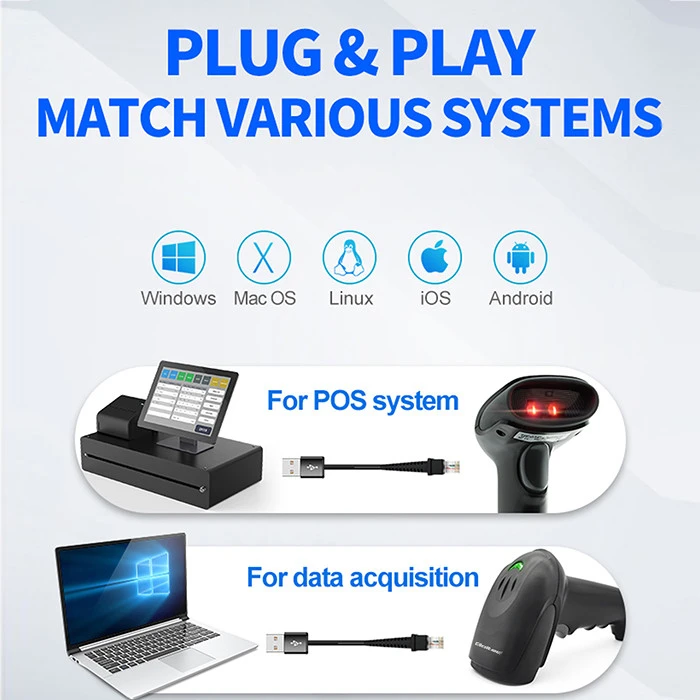 QOLTEC 50866 Barcode scanner 1D CCD USB Juodas