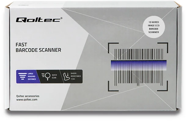 QOLTEC 50865 Brūkšninių kodų skaitytuvas 1D CCD USB Baltas