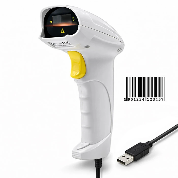 QOLTEC 50877 lazerinis scanner 1D USB Baltas