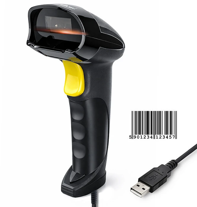 QOLTEC 50876 lazerinis scanner 1D USB Juodas