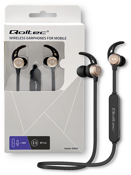QOLTEC 50842 BT 5.0 JL sports belaidės ausinės magnetic microphone Juodas