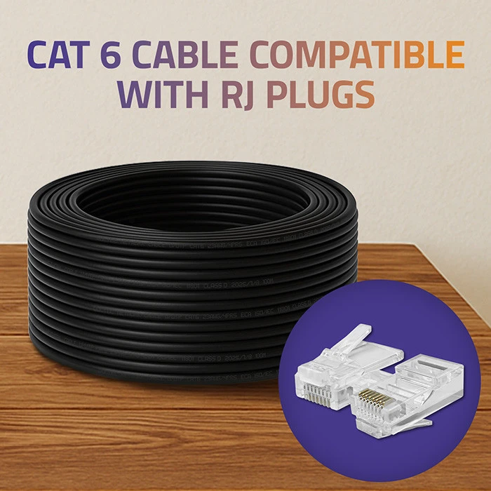 Qoltec CAT6 UTP LAN kabelis 100m juodas