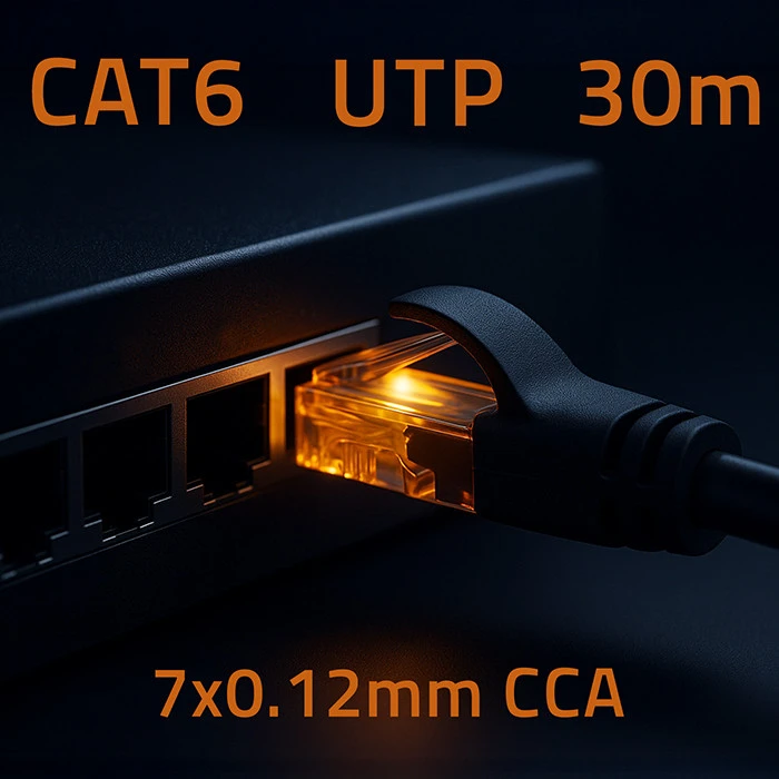 Qoltec CAT6 UTP tinklo kabelis 2xRJ45 30m juodas