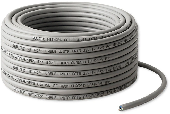 Qoltec CAT6 UTP tinklo kabelis 50m pilkas
