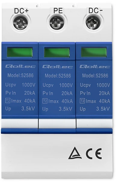 QOLTEC 52586 DC apsaugos nuo viršįtampių iškroviklis / 3P / 1000V / T2 / BC
