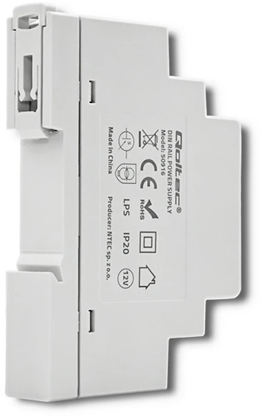 QOLTEC 50917 DIN bėgio maitinimo šaltinis 15W 24V 0.625A Pilka