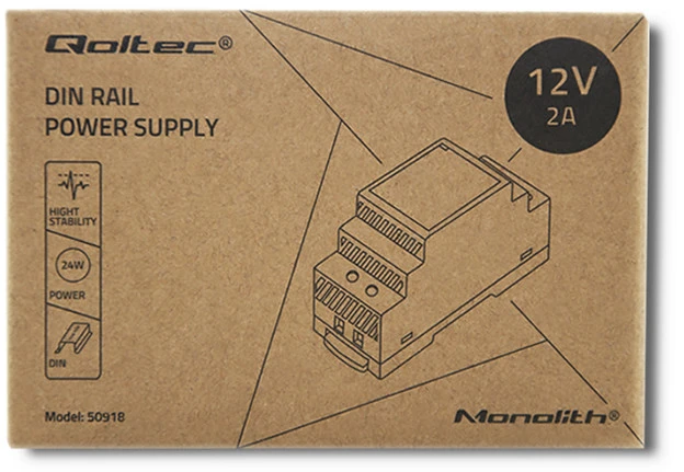 Qoltec Maitinimo šaltinis na szynę DIN | 24W | 12V | 2A | Pilka