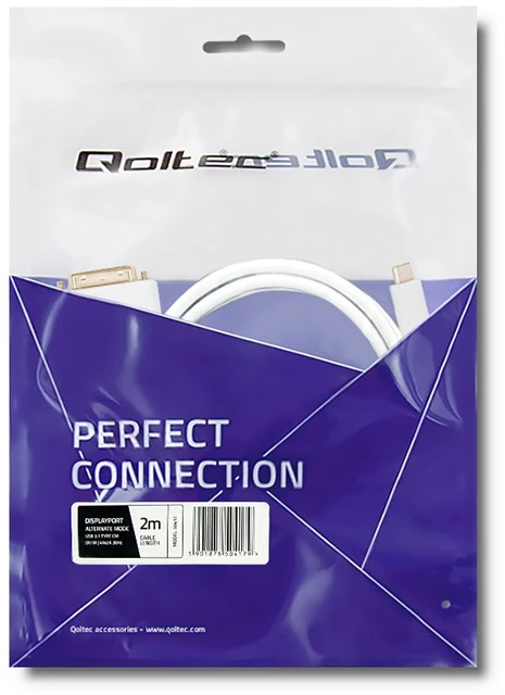 QOLTEC 50417 Qoltec DisplayPort Alternatyvus režimas USB 3.1 tipo C vyriškas DVI kištukas 4Kx2K 2m