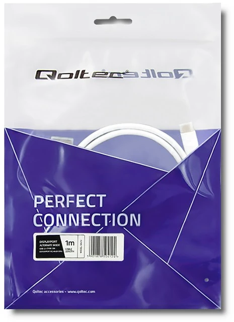 QOLTEC 50412 Qoltec DisplayPort alternatyvus režimas USB 3.1 CM / DisplayPort M 4Kx2K 1m
