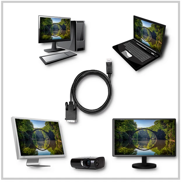 QOLTEC 50364 DisplayPort Cable DVI 24+1 male 1,8m