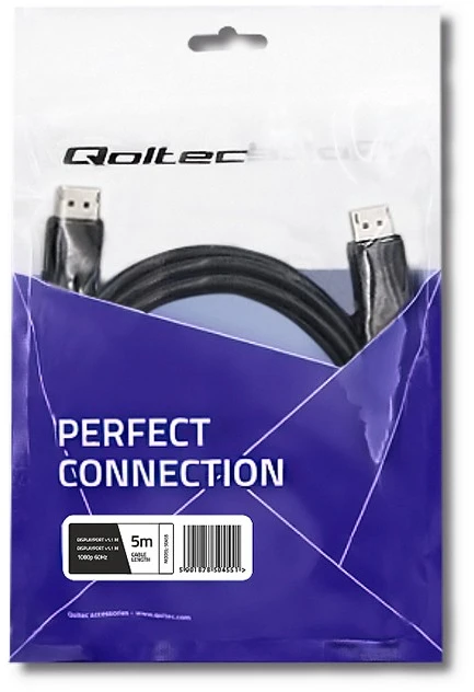 QOLTEC 50455 kabelis DisplayPort v1.1 vyriškas DisplayPort v1.1 vyriškas 1080p 5m