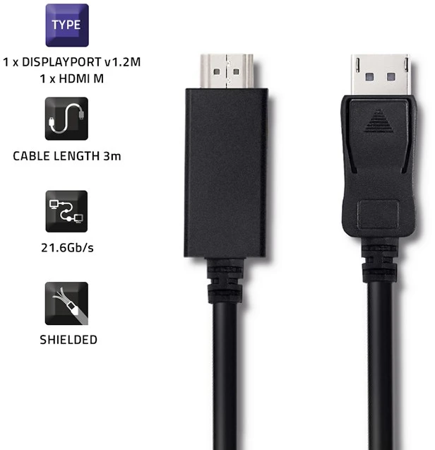 QOLTEC 50437 kabelis DisplayPort v1.2 / HDMI 4Kx2K 3m