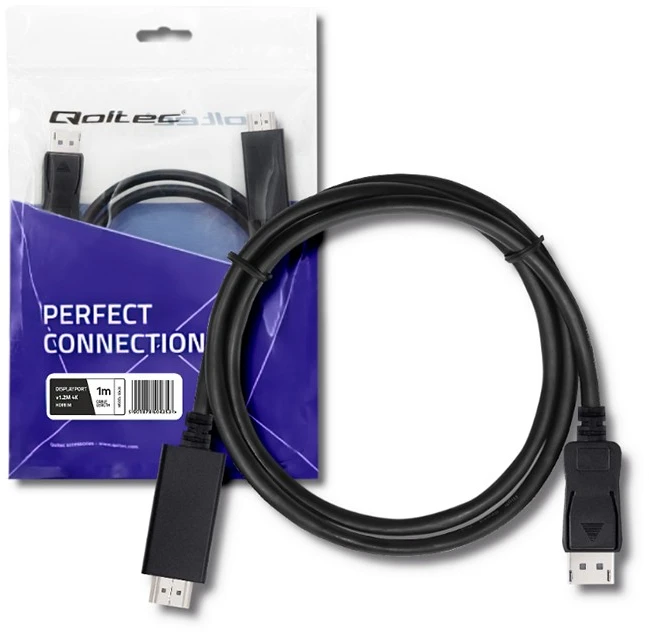 Qoltec DisplayPort v1.2 HDMI 1m, laidas