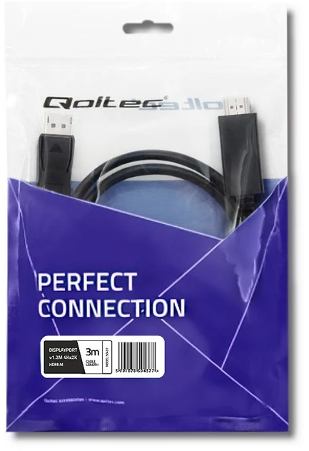 QOLTEC 50437 kabelis DisplayPort v1.2 / HDMI 4Kx2K 3m