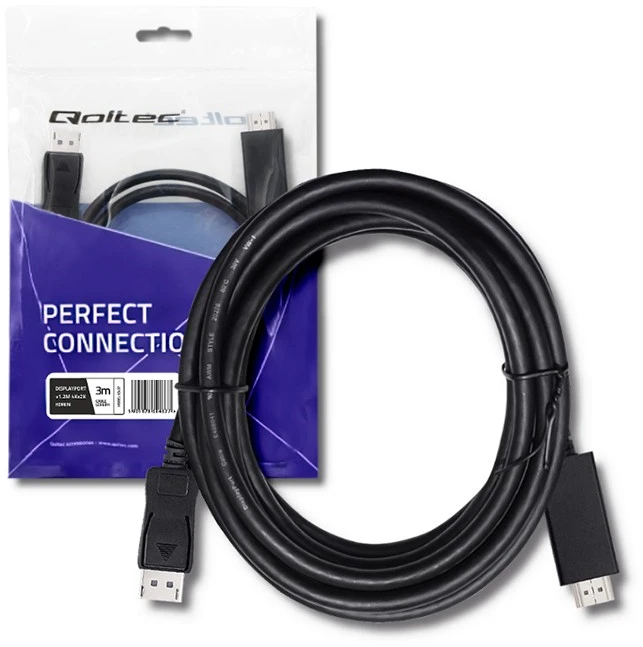 QOLTEC 50437 kabelis DisplayPort v1.2 / HDMI 4Kx2K 3m